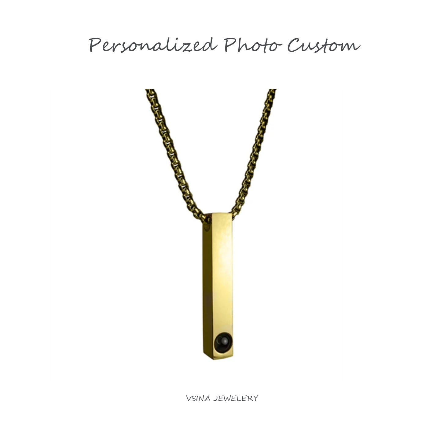 Customized Titanium Steel Photo Necklace - 6th Iron Anniversary Projection