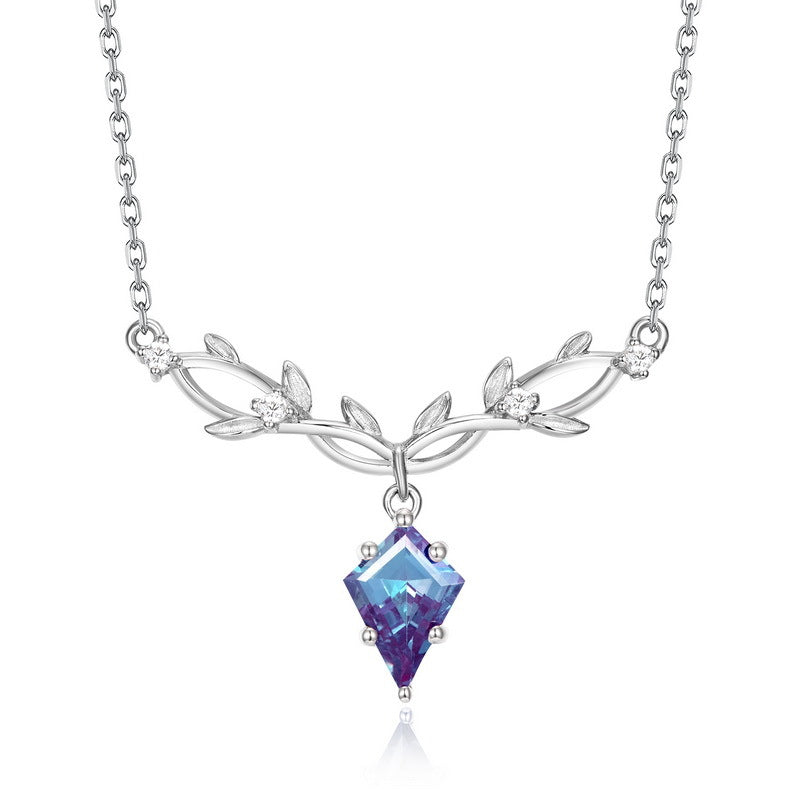 Alexandrite Diamond-Inlaid Collarbone Chain