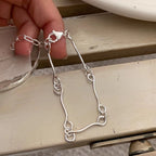 Customized Tin Foil Texture 925 Silver Bracelet Set - 10th Anniversary Adjustable Minimalist