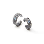 Customized Tin Foil Texture 925 Silver Couple Rings - 10th Anniversary Sapphire Inlay