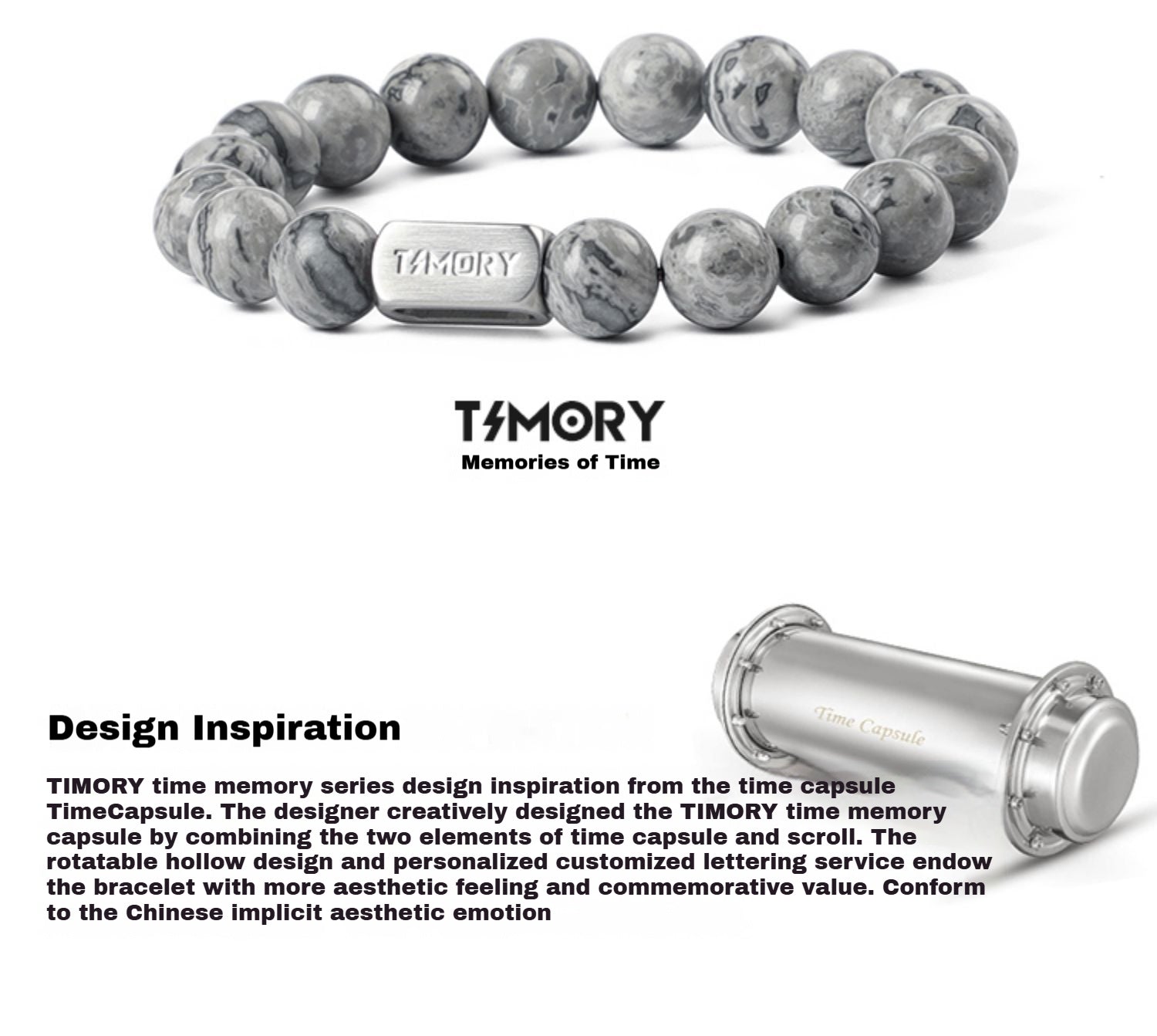 Customized Map Stone & Steel Bracelet - 6th Iron Anniversary Engraved Time Capsule