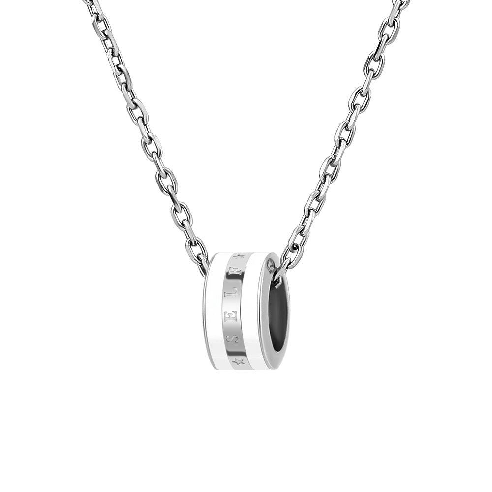 Customized Hand-Glazed Kiln-Fired Stoneware Pottery Wedding Gift - Unique Double Color Ring Necklace for 9th Year