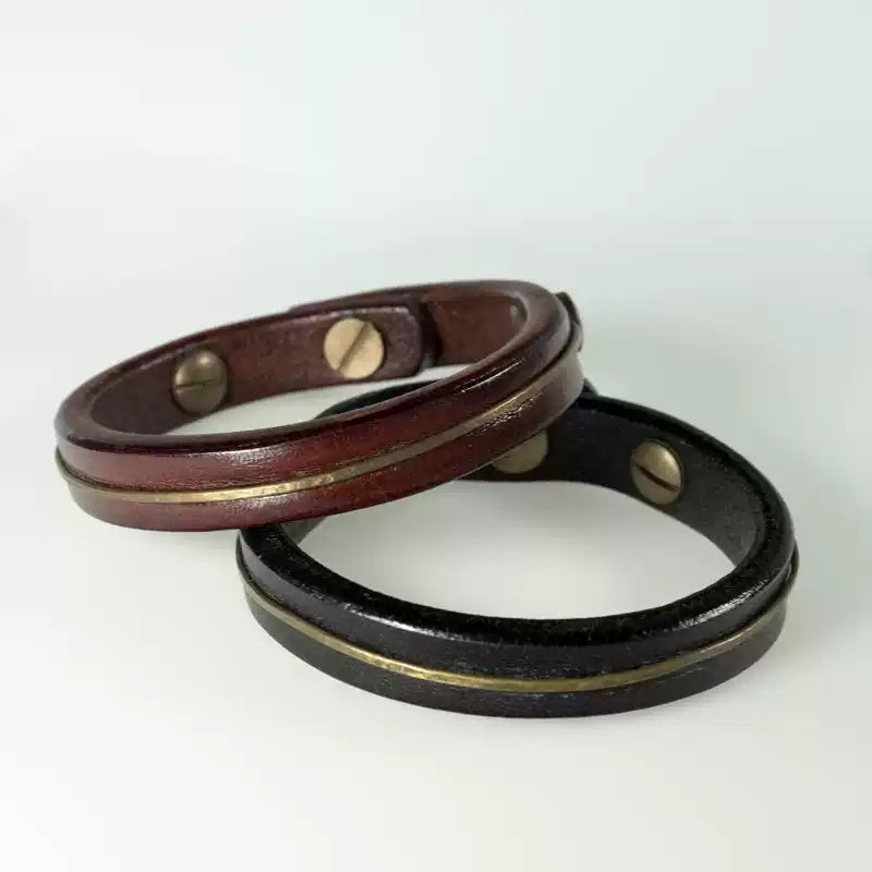 Hand-Stitched Leather Bracelet & Bangle – 3rd & 9th Anniversary Gift