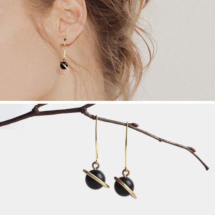 Copper-Onyx Wood Star Jewelry Set - OOAKB