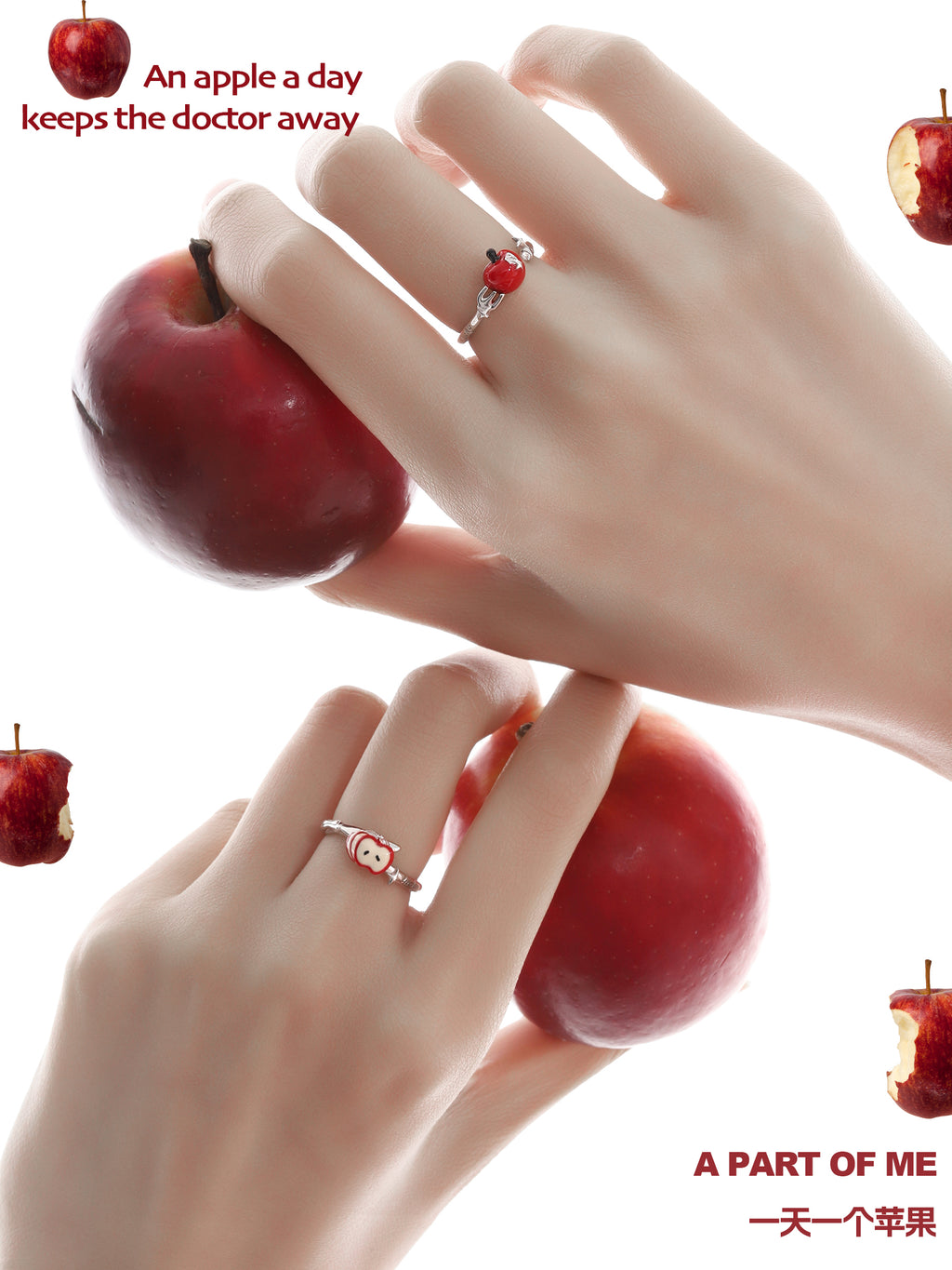 925 Silver Apple Slice Ring – 4th Anniversary Gift for Her