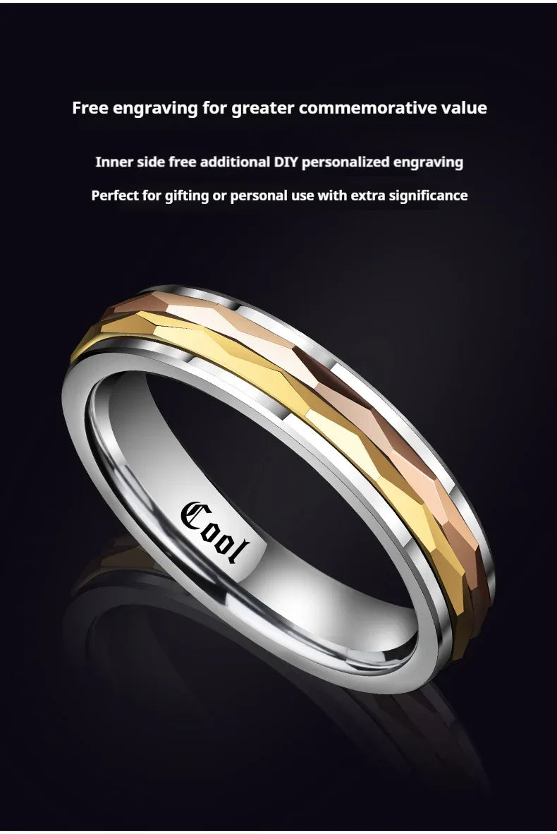 Customized 857 Tungsten Spinner Ring - 6th Iron Anniversary Engraved - OOAKB