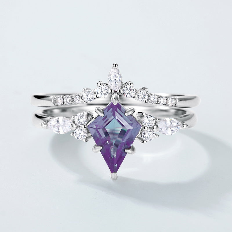 Alexandrite Geometric Stackable Ring