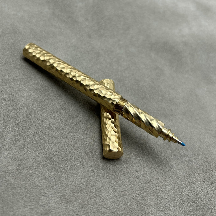 Customized H62 Brass Hammered 2-in-1 Pen - 7th Anniversary Engraved Wooden Box Set
