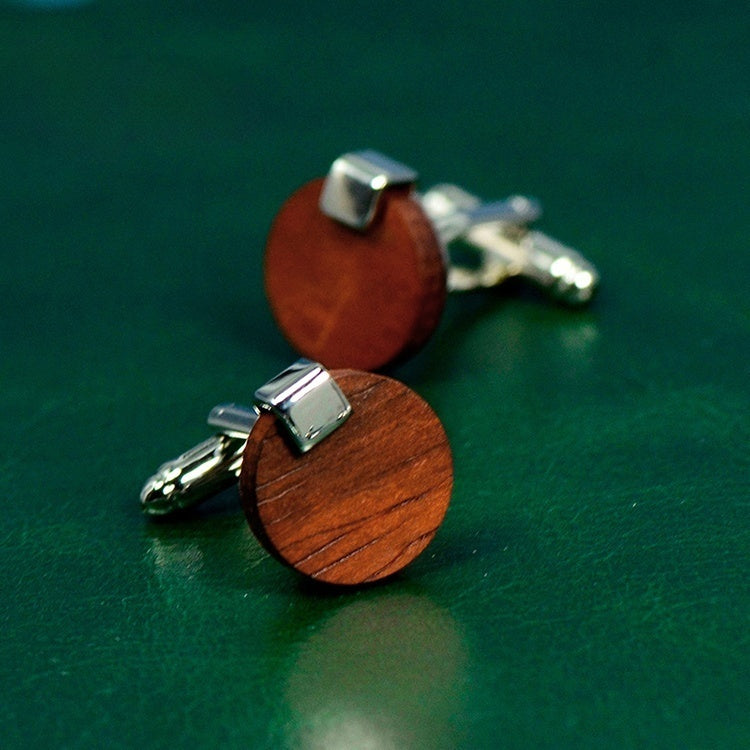 Customized Redwood Men’s Cufflinks - 5th Anniversary Handcrafted with Gift Card