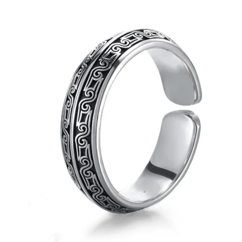 Customized Bronze-Style Thai Silver Animal Ring - 8th Anniversary Engraved Adjustable - OOAKB