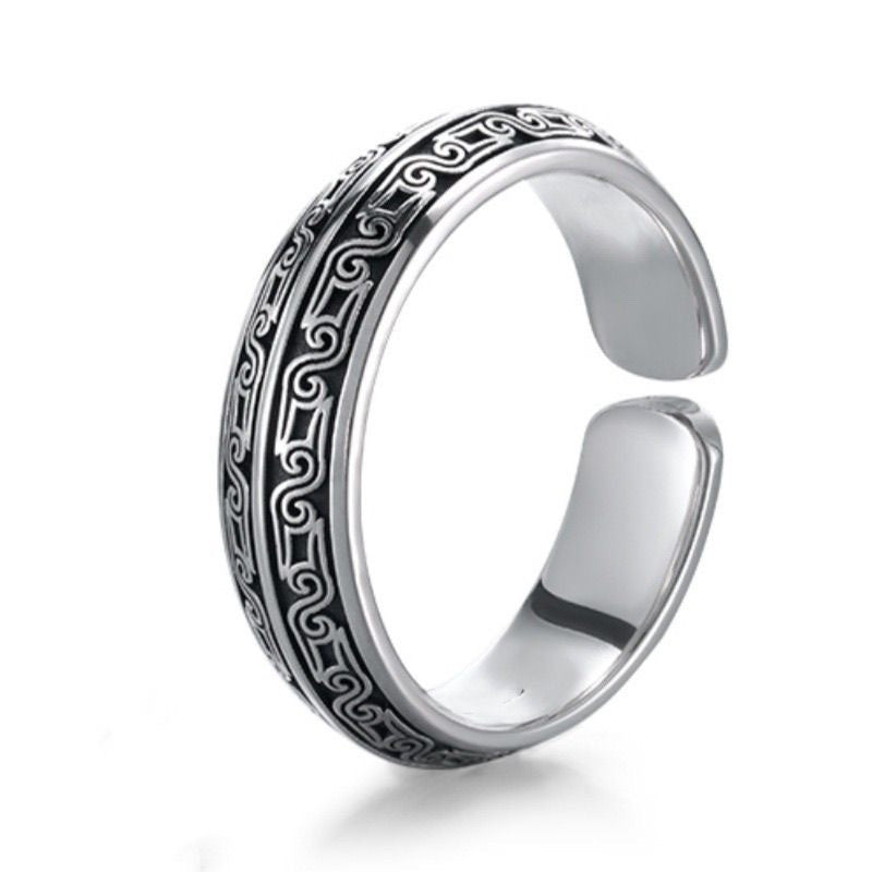 Customized Bronze-Style Thai Silver Animal Ring - 8th Anniversary Engraved Adjustable