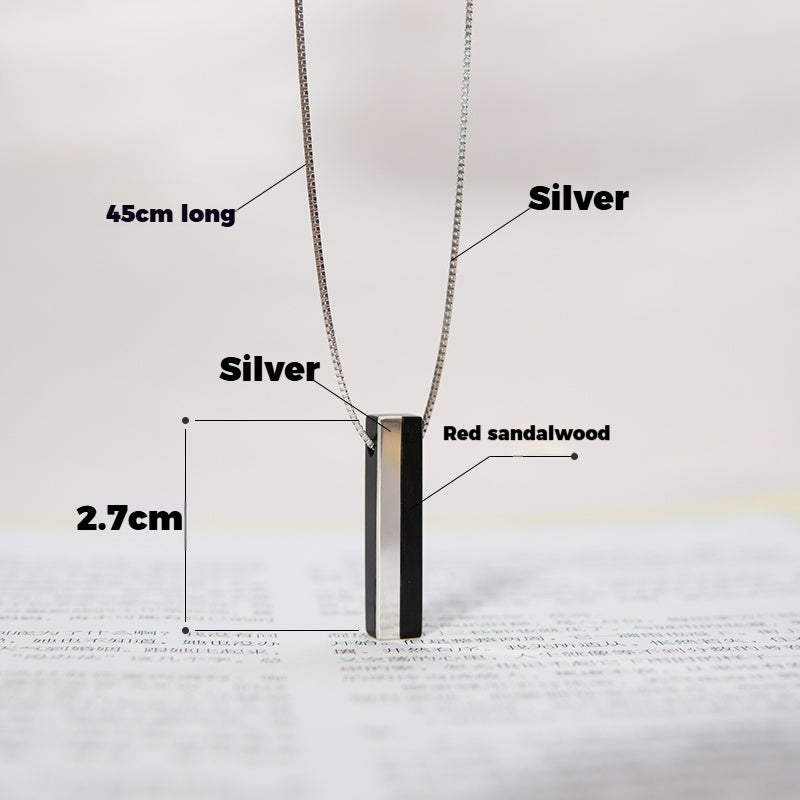 Customized Rosewood & Silver Engraved Pendant Necklace - 5th Anniversary 2 Chain Lengths