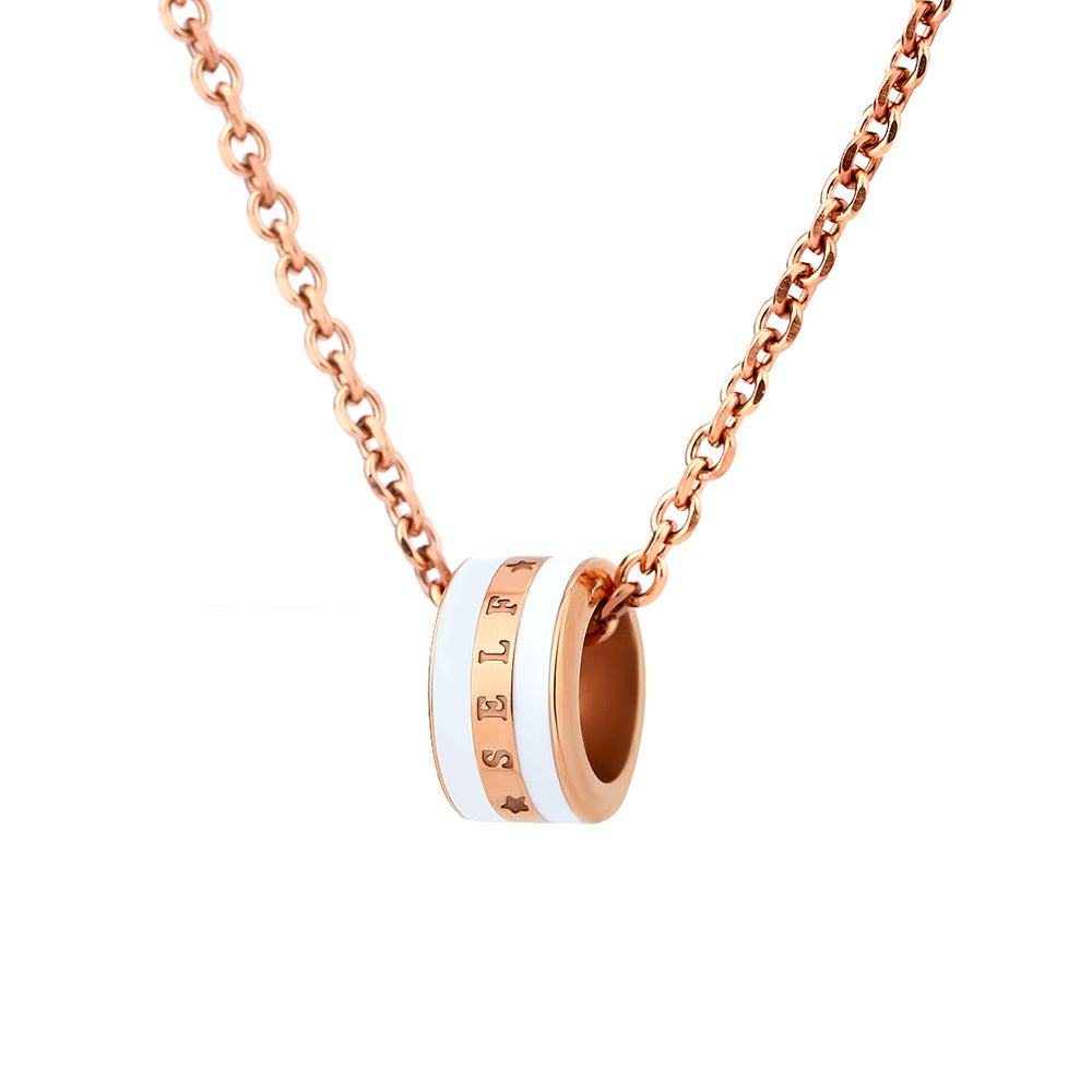 Customized Hand-Glazed Kiln-Fired Stoneware Pottery Wedding Gift - Unique Double Color Ring Necklace for 9th Year