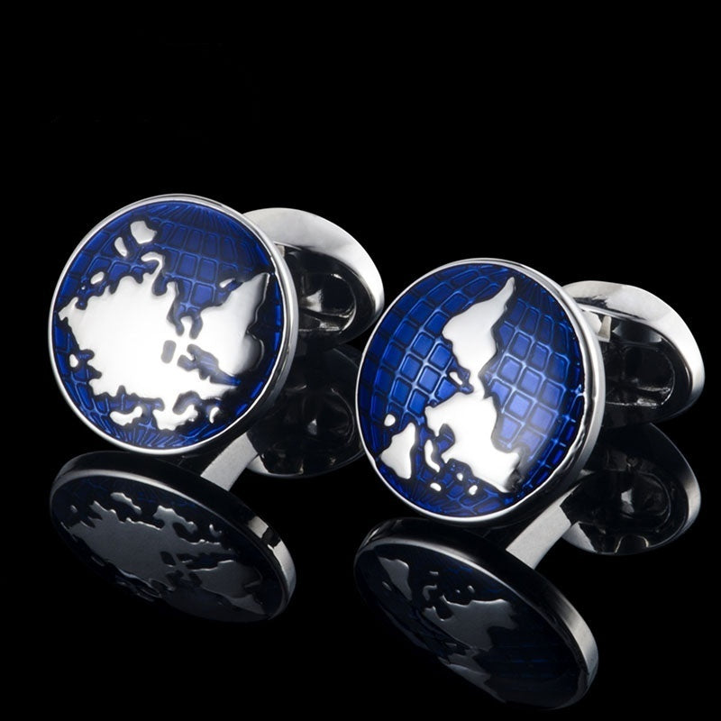 Customized Brass Vintage Map Cufflinks - 7th Anniversary Gold-Plated