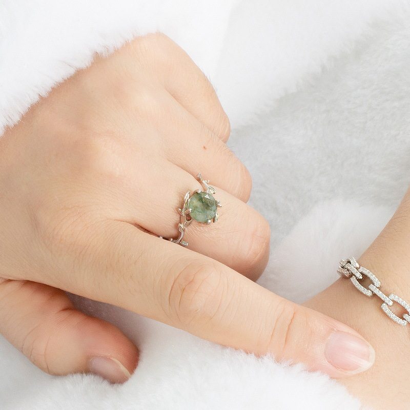 Stackable Moss Agate Ring