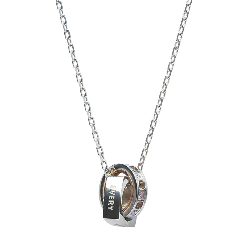 Customized Titanium Steel Couple Necklace - 6th Iron Anniversary Cubic Zirconia