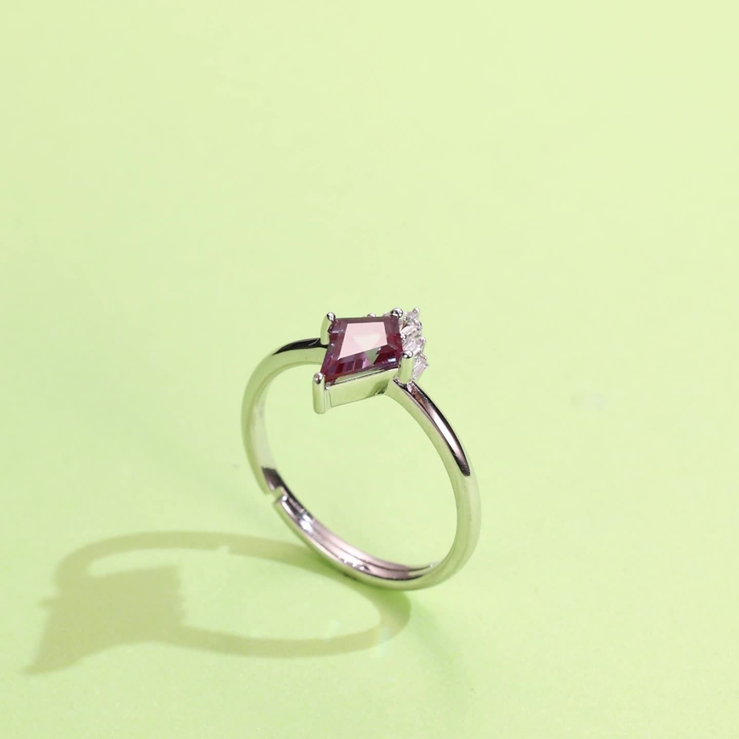 Silver Alexandrite Kite-Shaped Ring