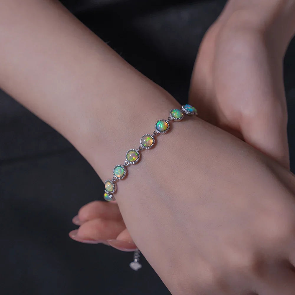 Natural Opal S925 Silver Vintage Crafted Bracelet - OOAKB
