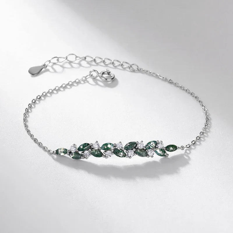 Vine Adjustable Moss Agate Bracelet - OOAKB