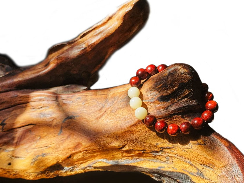 Customized Rosewood & Sandalwood Couple Bracelets - 5th Anniversary Engraved