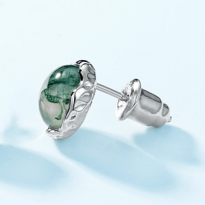 Minimalist and Light Luxury Moss Agate Earrings