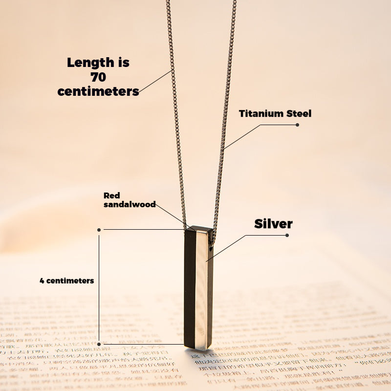 Customized Rosewood & Silver Engraved Pendant Necklace - 5th Anniversary 2 Chain Lengths