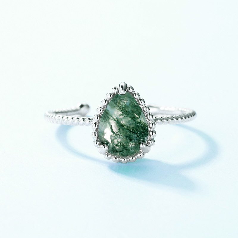 New Style Personality Moss Agate Open Ring
