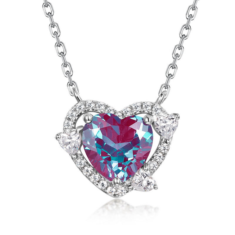 Alexandrite Heart-Shaped Collarbone Chain
