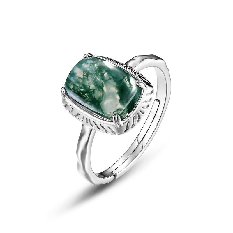 Original Design Moss Agate Open Ring