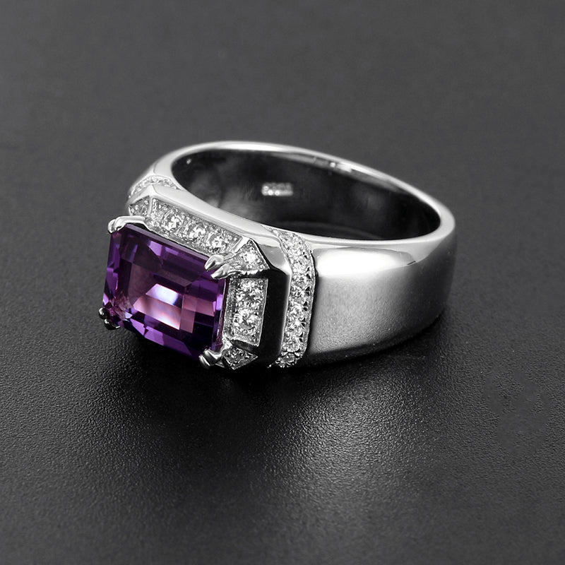Silver Amethyst Men's Ring 2ct