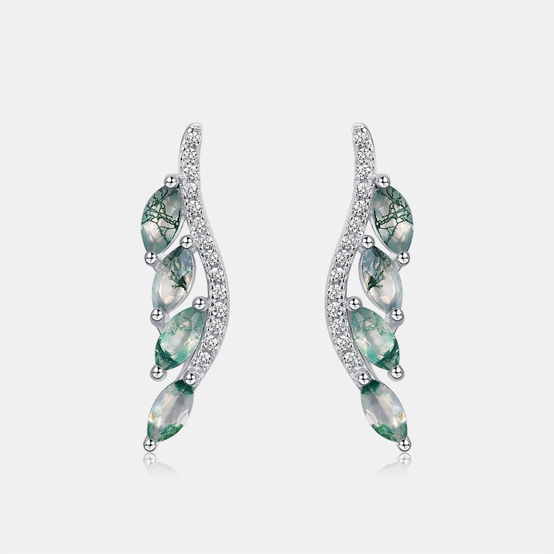 Personality Leaf Moss Agate Unisex Earrings