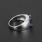 Silver Amethyst Men's Ring 3.2ct 8*10mm