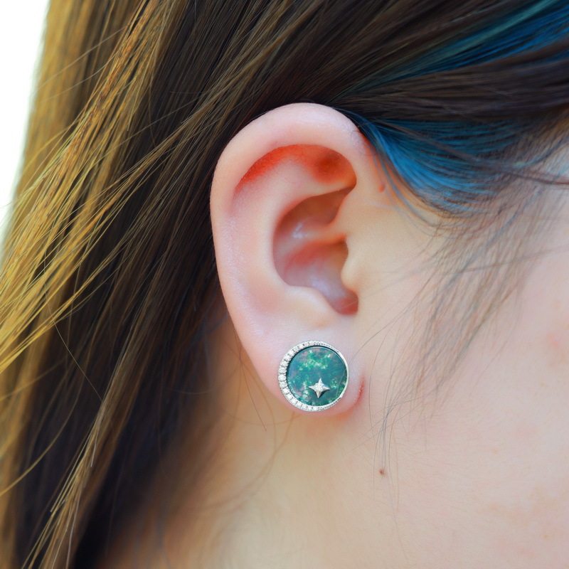 Moss Stone Minimalist Fashion Unisex Earrings