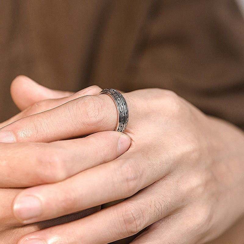 Customized Bronze-Style Thai Silver Animal Ring - 8th Anniversary Engraved Adjustable