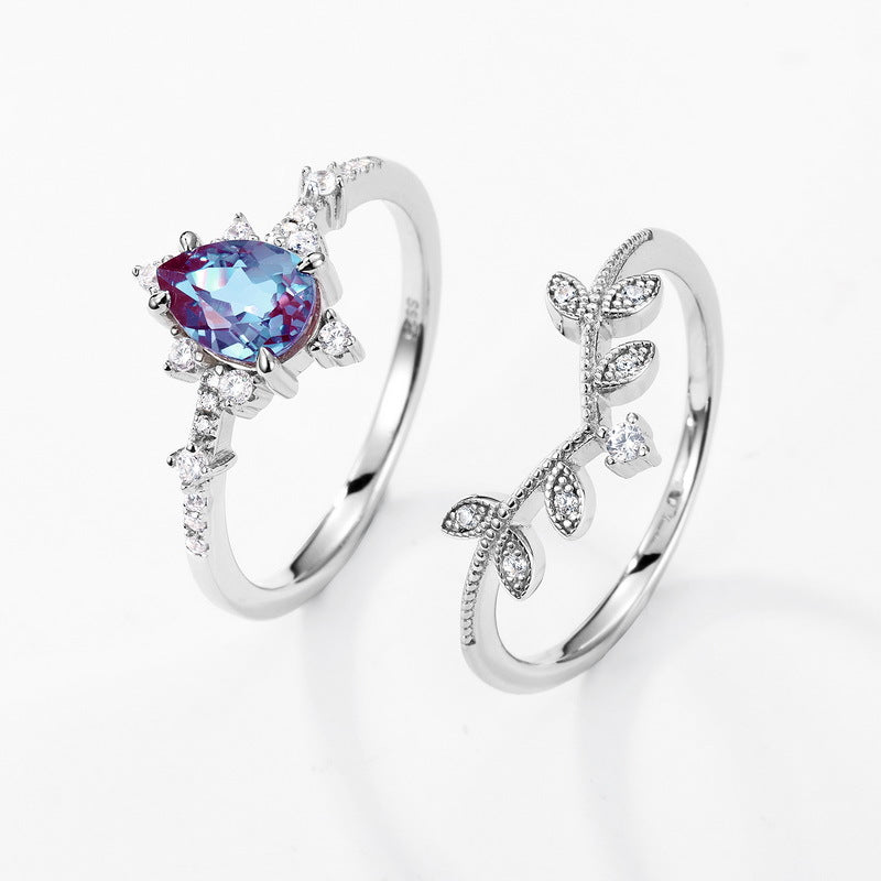 Alexandrite Teardrop Ring Women's Style