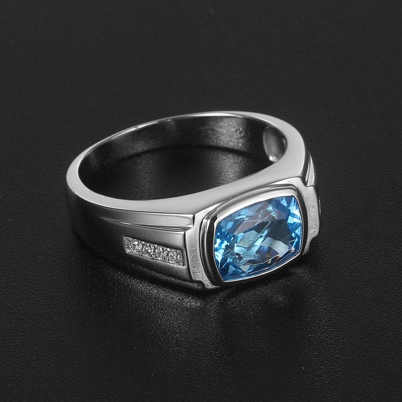 S925 Silver Topaz Men's Ring 3ct