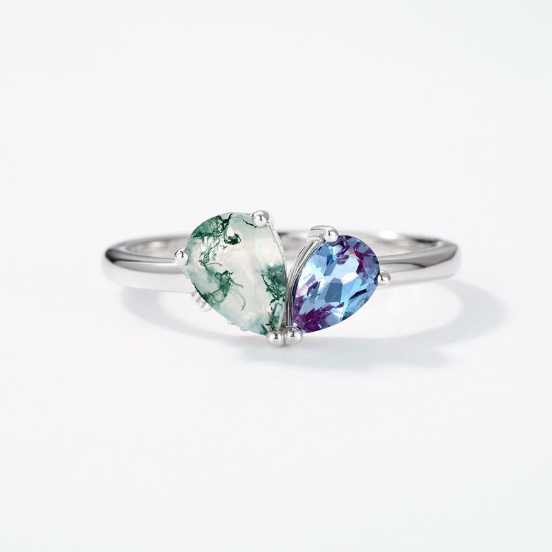 Alexandrite Double Teardrop Ring