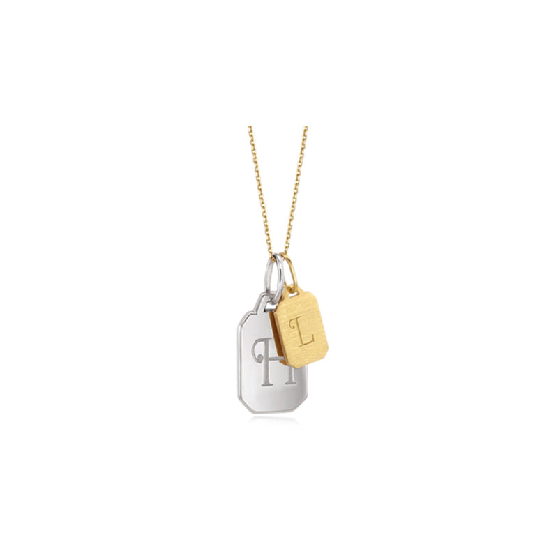 Customized 316L Titanium Couple Necklace - 6th Iron Anniversary Letter Engraved