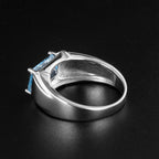 925 Sterling Silver Topaz Men's Ring 4.6ct
