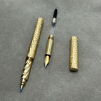 Customized H62 Brass Hammered 2-in-1 Pen - 7th Anniversary Engraved Wooden Box Set