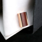 Customized Walnut Wood Cufflinks & Tie Clip Set - 5th Anniversary Gift Box