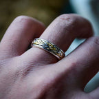 Customized Silver-Copper Woven Couple Rings - 7th Anniversary Linen Pattern Adjustable
