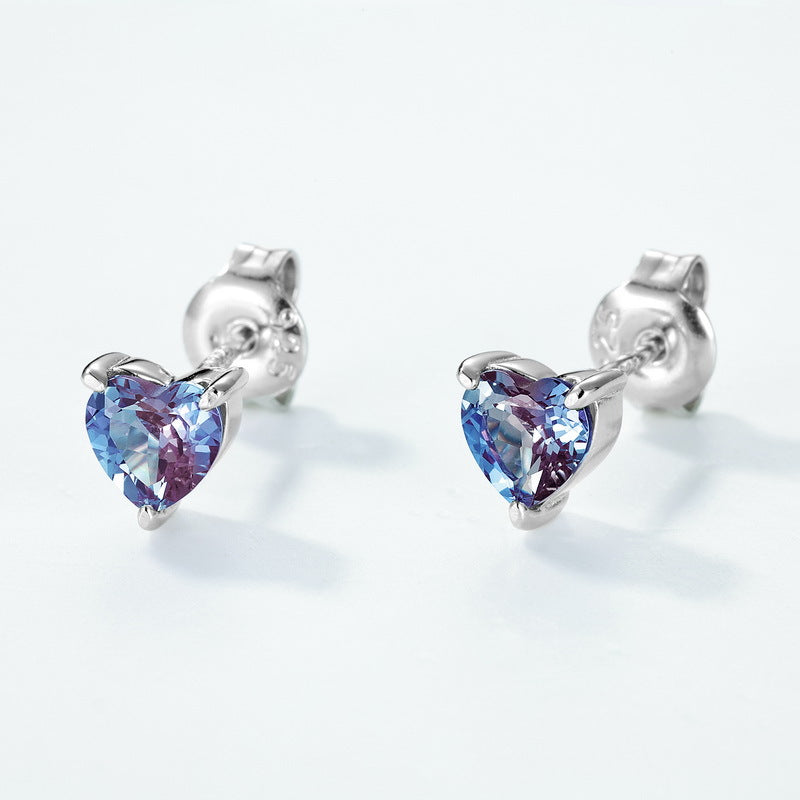 Alexandrite Heart-Shaped Earrings