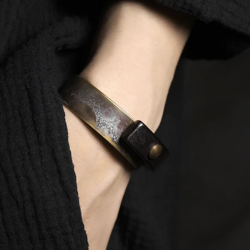 Black Ebony & Copper Bracelet, shown worn for scale and styling