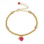 Customized Hand-Painted Enamel Fruit 4th Fruit & Flower Wedding Bracelet - 18K Gold-Plated