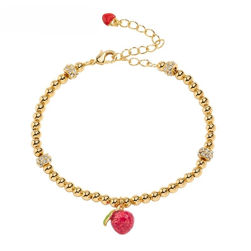 Customized Hand-Painted Enamel Fruit 4th Fruit & Flower Wedding Bracelet - 18K Gold-Plated