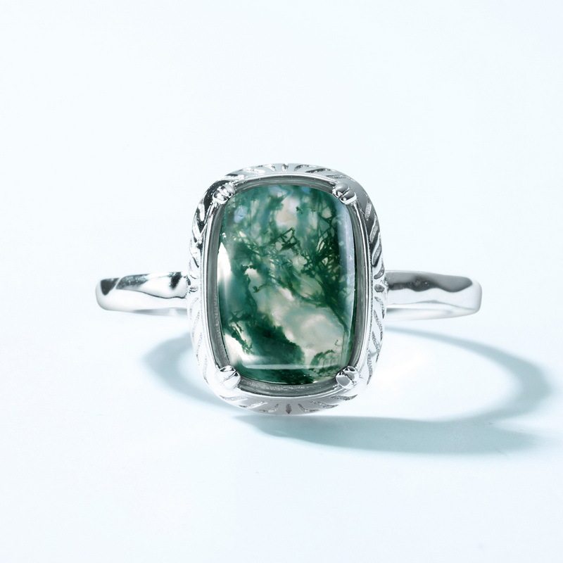 Original Design Moss Agate Open Ring