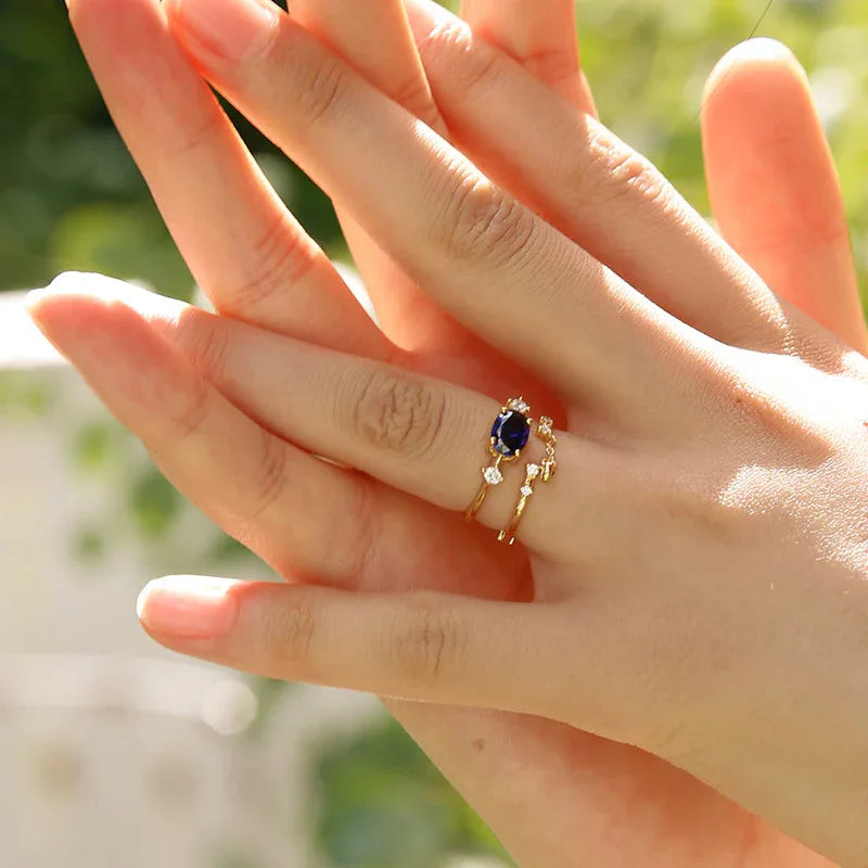 Sapphire S925 Silver Open Ring - OOAKB
