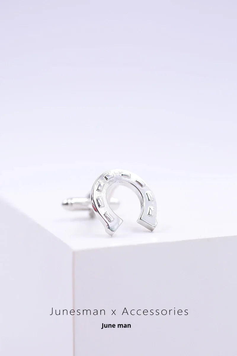 Customized Brass Men's Cufflinks - 6th Iron Anniversary Horseshoe Design - OOAKB