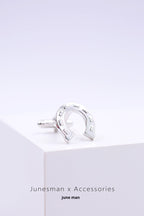 Customized Brass Men's Cufflinks - 6th Iron Anniversary Horseshoe Design